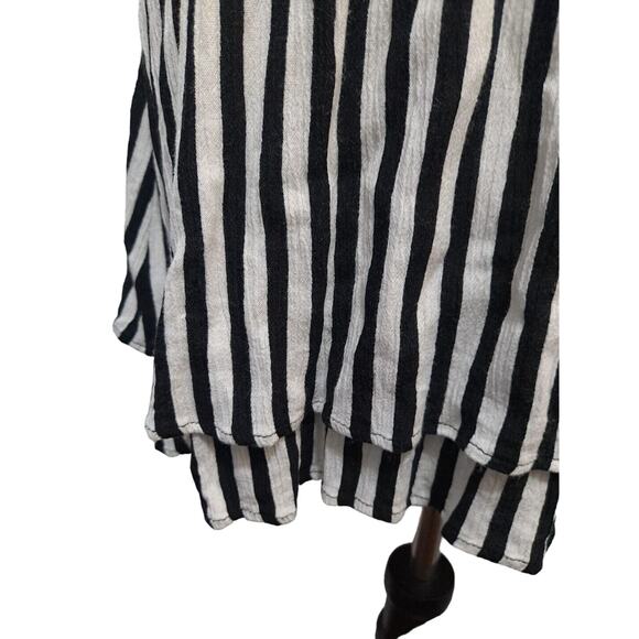 Kori America Boho Dress Size Large Drop Waist Sleeveless Black White Stripe - Picture 3 of 7